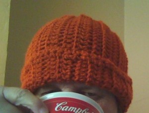 This is my burnt orange color ski cap.
